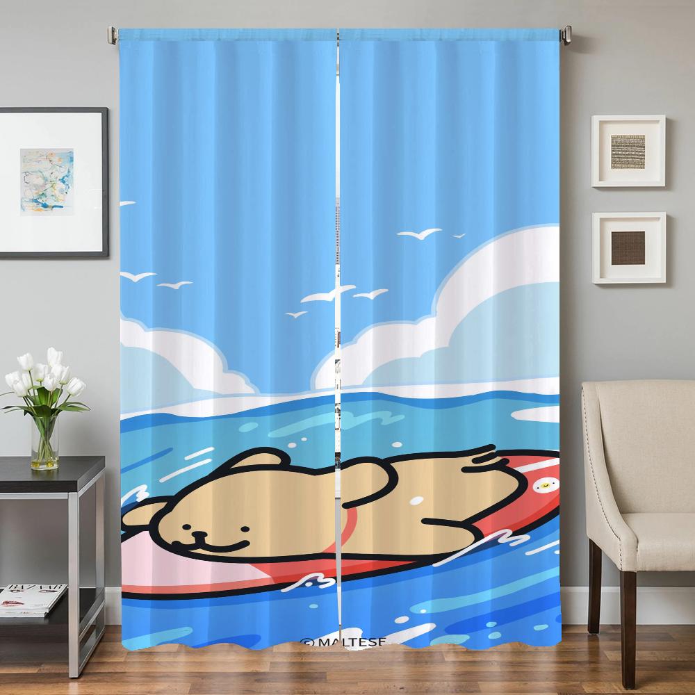 Wystrój Domu Zasłony Kuchenne do Salonu 2 Sztuki Zasłony Zaciemniające Zasłona na Drzwi Maltańczyk Przegroda Dekoracja Sypialni