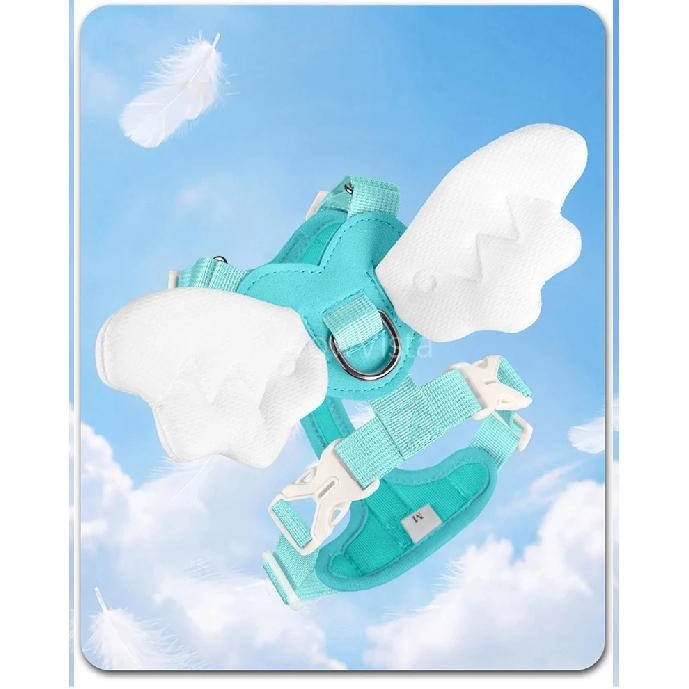 Luxurious Angel Wings Puppy Harness Set Lightweight Adjustable POM Buckle Pet Vest Chest Strap for Small Dog Cat Daily Walking