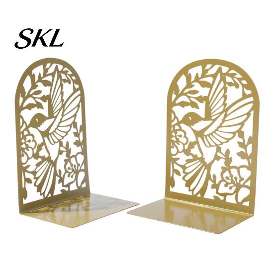 Non-slip Bookends 1 Pair Metal Hummingbird for Shelves, Decorative Heavy Duty Book Ends Stoppers Silhouette Office, Desk, Shelf, Non-Skid Holder
