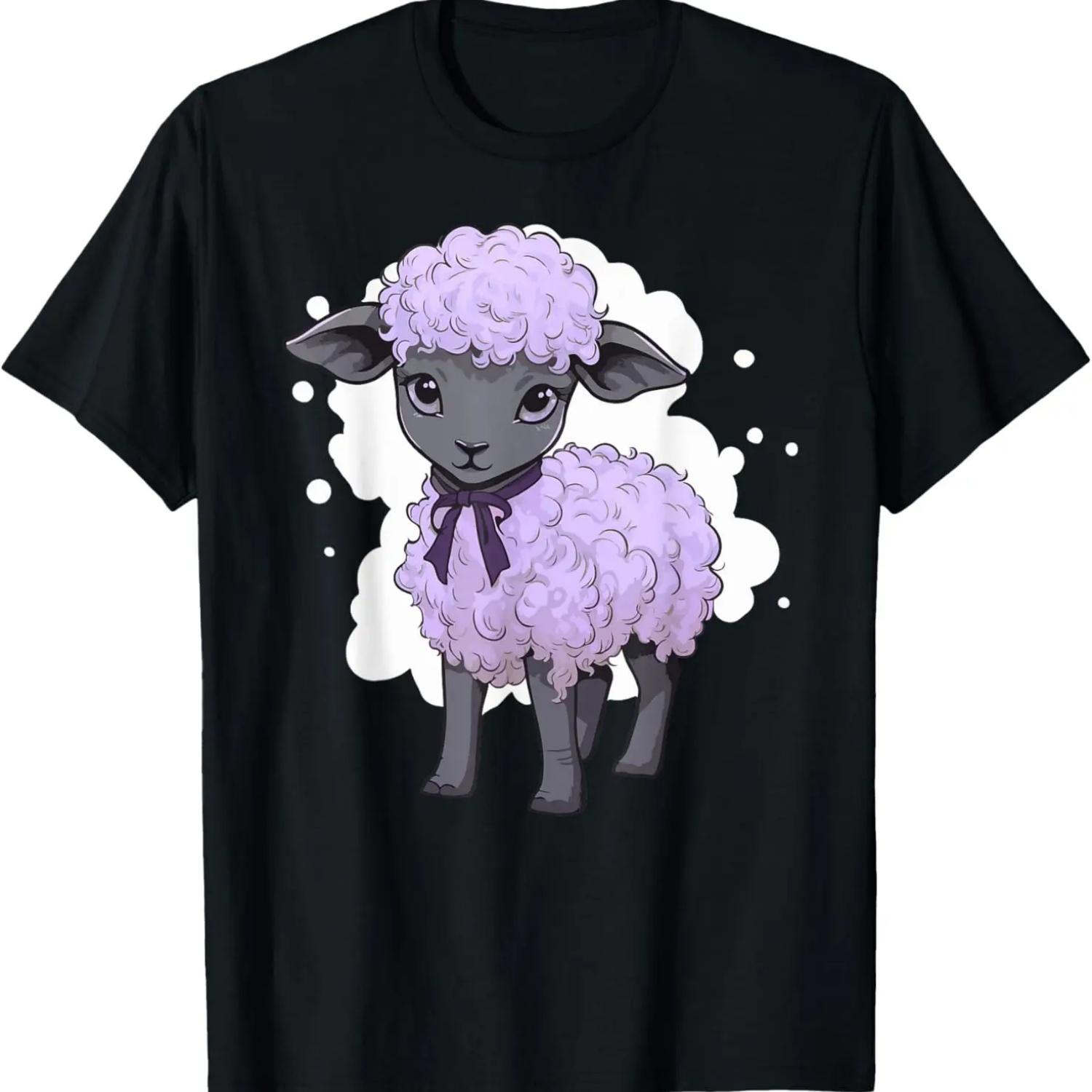 Ягненок Лаванда Пастель Милый Ягненок Каваи Фиолетовый Эстетика Футболка S чёрный