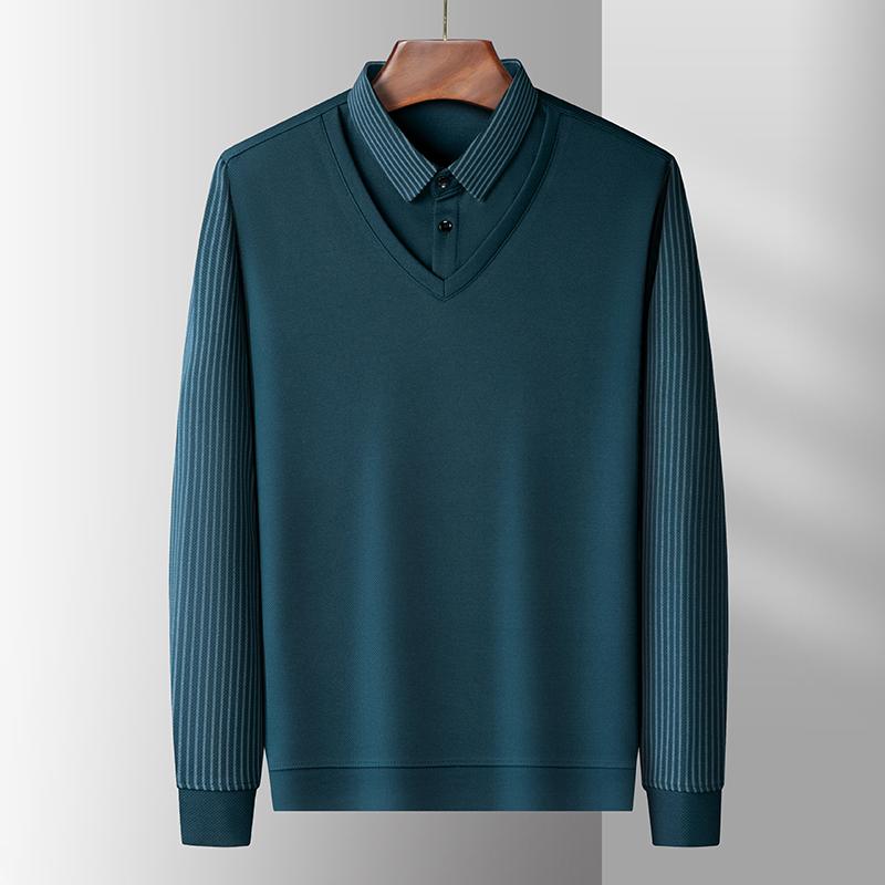 High Quality Long Sleeved Men'S Polo Shirt For Autumn Winter Fashion Two Pieces Of High-End Design Top Korean Casual T-Shirt