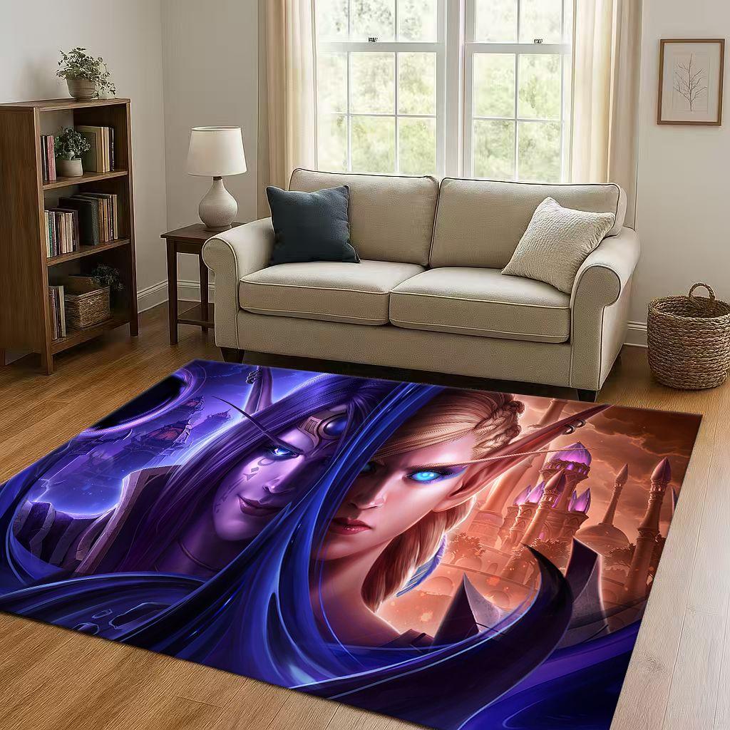 3D WOW World of Warcraft Game Demon Hunter Arthas Living Room Non Slip Area Rug Carpet for Bedroom Playroom Sofa,Home Doormat