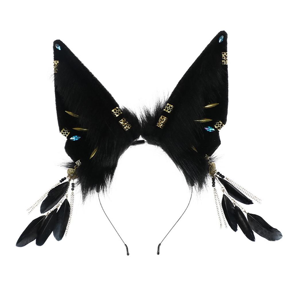 Anime Maid Hairhoop Plush Beast Ear Tassels Headband Cosplay Costume Halloween Party Headdress Girl Comics Show Headwear