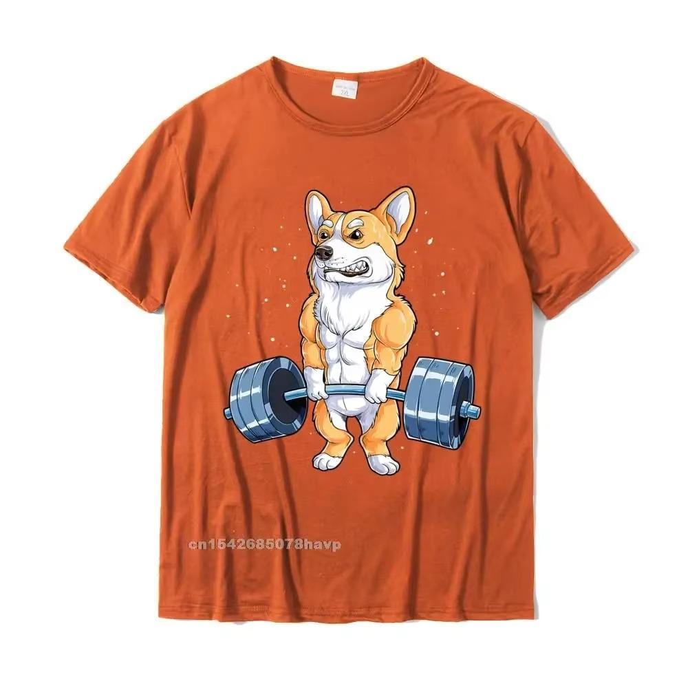 Corgi Weightlifting Funny Deadlift Men Fitness Gym Workout Premium T-Shirt Design T Shirt Cute Cotton Male T Shirt Hip Hop
