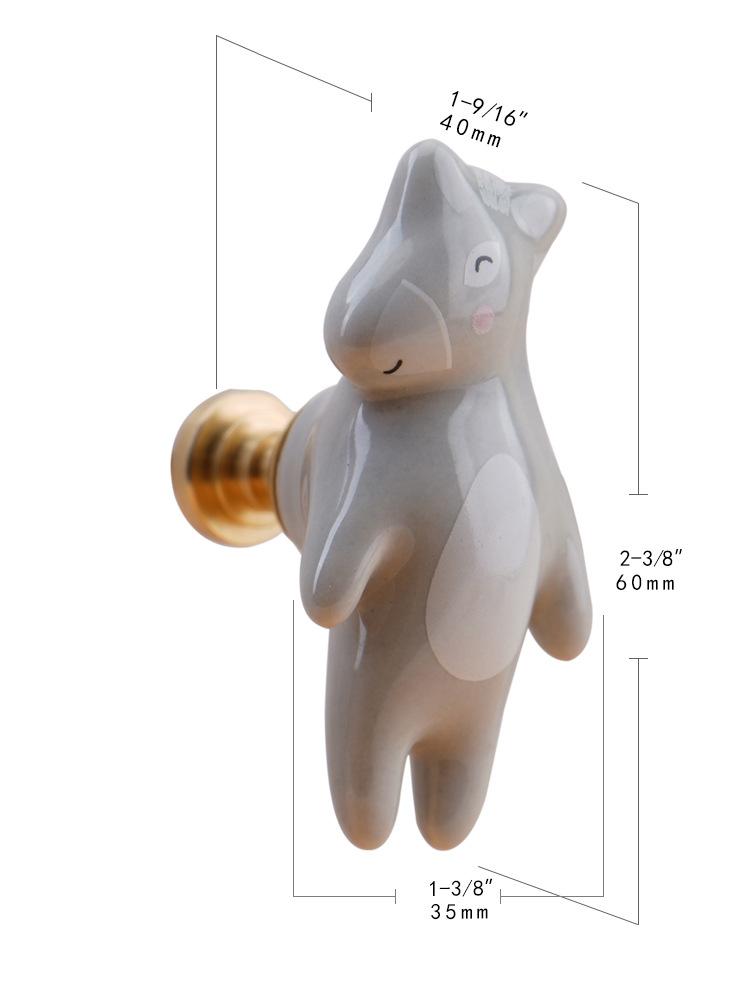 Cute Cartoon Furniture Handles Animal Drawer Knob Ceramic Drawer Knobs Handles for Cabinets and Drawer Lion Panda Fox Handle