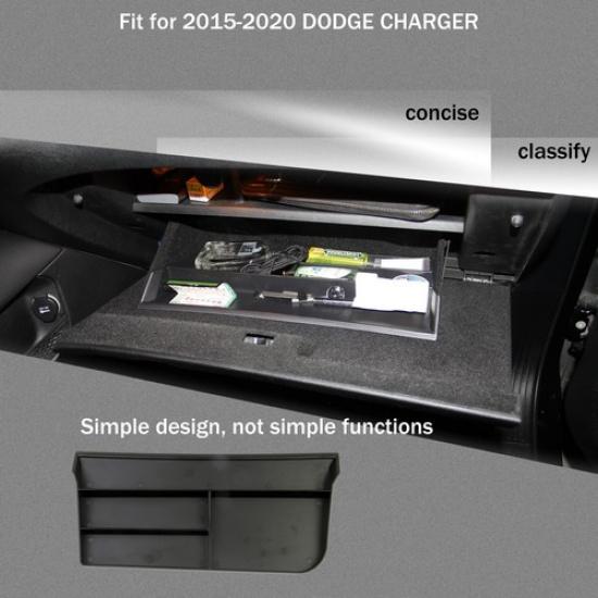 Matte Black inner Glove box ert ABS Organize storage tray for Dodge Charger