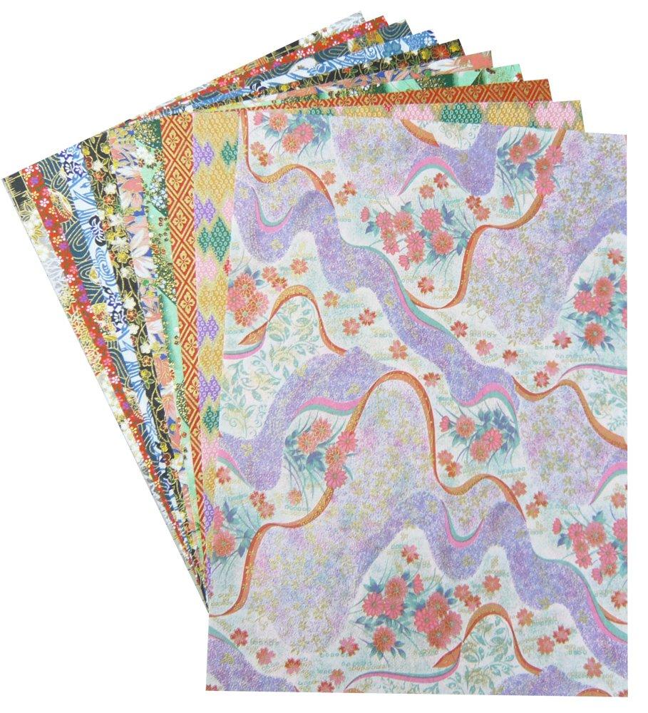 Kawasumi Washi Chiyogami Yuzen B4 x Random 10 Sheets Washi, Size, Approx. 25.7 36.4 cm, Pattern,