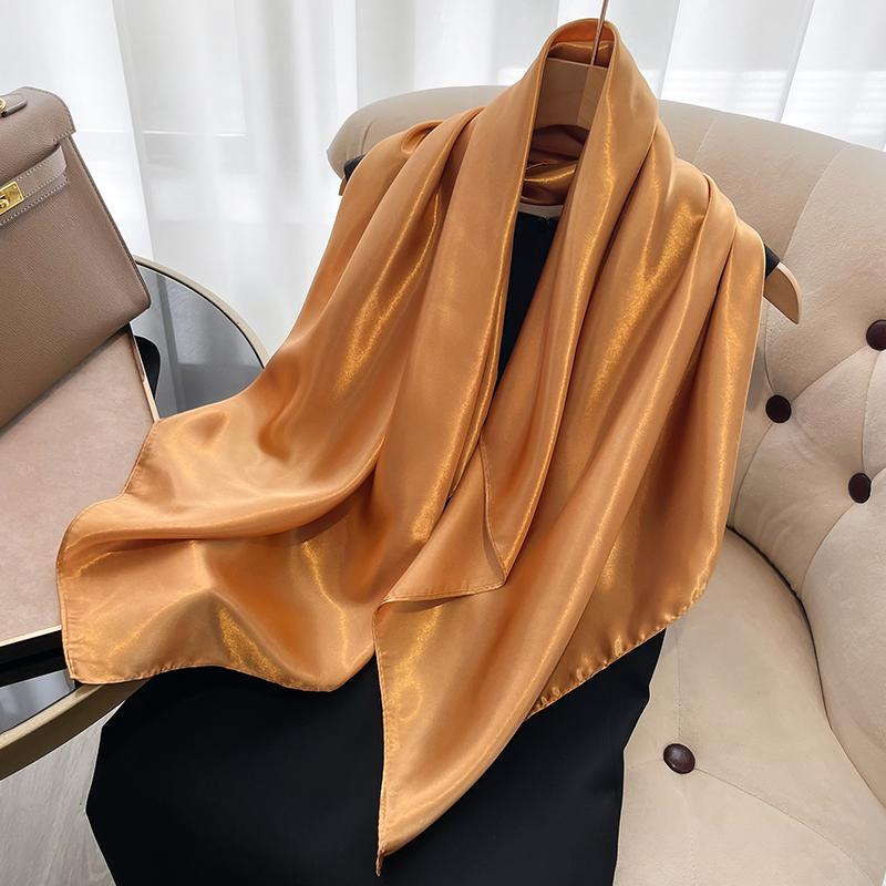 Solid Color Fashion Elegent Shawl Square Scarf For Women Summer Sun Protection Hijab Neckerchief Female Wraps Bandana