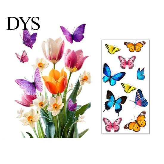 Blumenmuster Fensterfolie Sonnenfänger Statische Folie, Schmetterling Selbstklebender Glasaufkleber, Heimdeko Abdeckung Abnehmbar Sichtschutz für Büro
