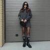 2025 Autumn Women's Knitted Sweater and Skirt Set with Round Neck and Long Sleeves