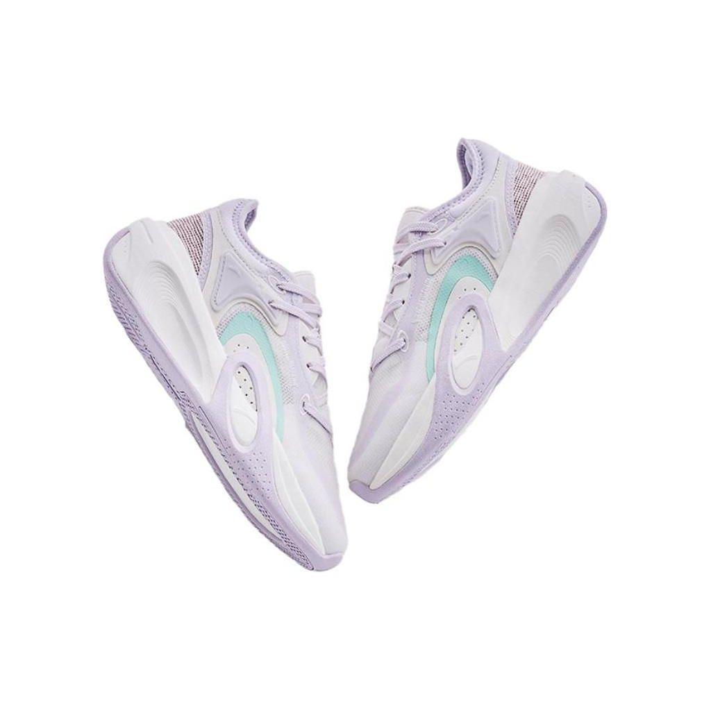 Anta Comfortable Shock Absorbing Non-Slip Wear-Resistant Breathable Lightweight Low-Top Casual Shoes Women Sneaker White Purple Gray 122228081-3
