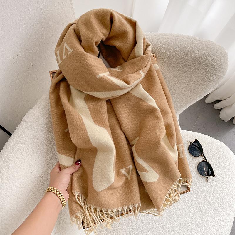 

Winter imitation cashmere scarf women s autumn and winter thickened fringed shawl dual-purpose warm and versatile 190cm