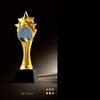 Customized Gold-plating Resin Trophy Award Souvenir, Excellent Character, Home Decoration, Creative, Crystal Base, Engraving 1Pc