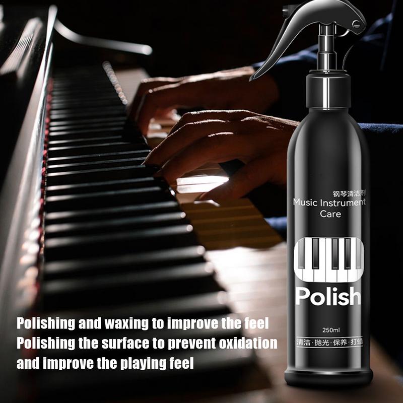 Piano Cleaner Kit Multipurpose Powerful Cleaning Spray 250ml Piano Cleaning Tools with Wiper Cloth Portable Cleaning Kit for