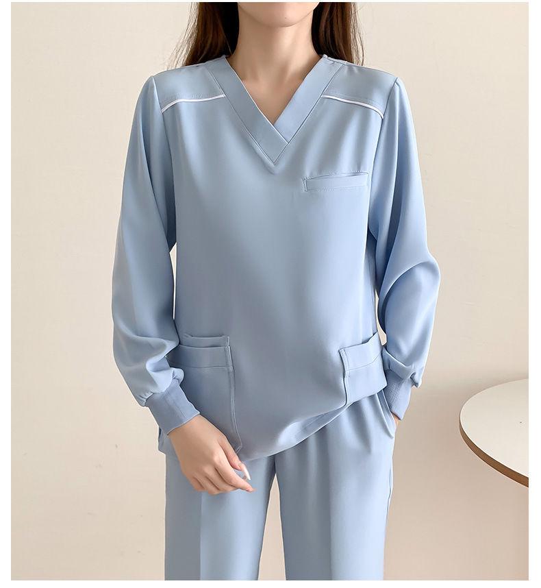 Fleece-Lined Stretch Scrub Suit: Long Sleeve, Quick-Drying for Men & Women, Ideal for Medical Staff In Autumn/Winter.