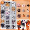 12 Grids Cute Spooky Ghost Pumpkin Nail Art Decorations Spider Bat Halloween Gothic Design Nail Art Jewelry Manicure Accessories