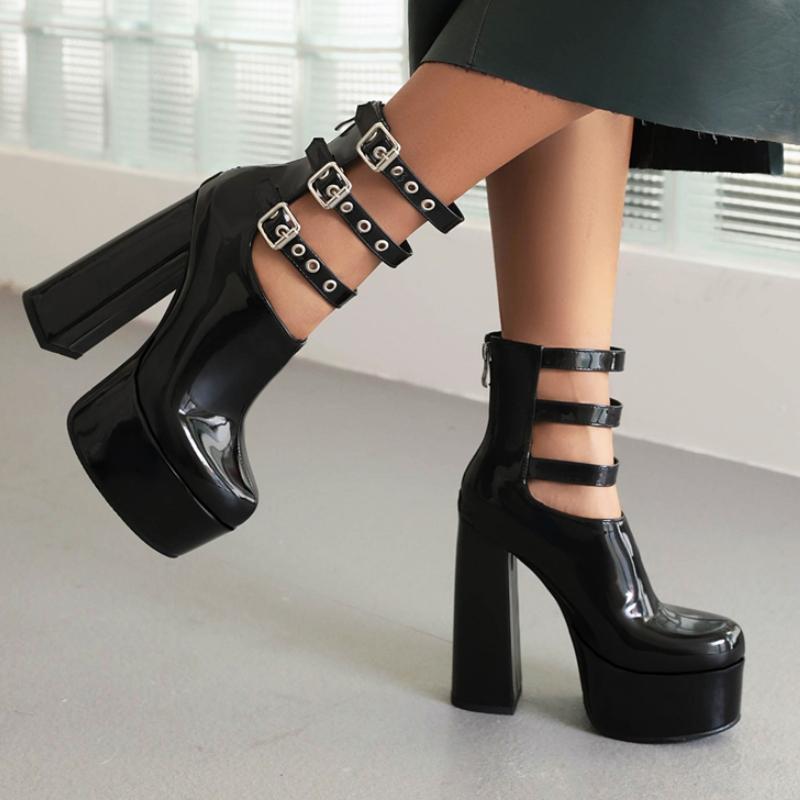 Sexy Platform Ankle Boots for Women Luxury Black Red White Short Boot High Heel Party Dance Shoes Lady Big Size 45 2025 Spring