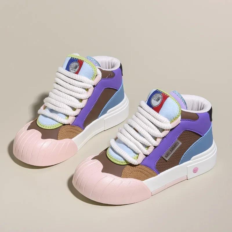 

Женские повседневные кроссовки, разноцветные, дизайн, скейтборд, высокие, беговые, теннисные, спортивные, симпатичные, на платформе, кроссовки для активного отдыха 35 розовый