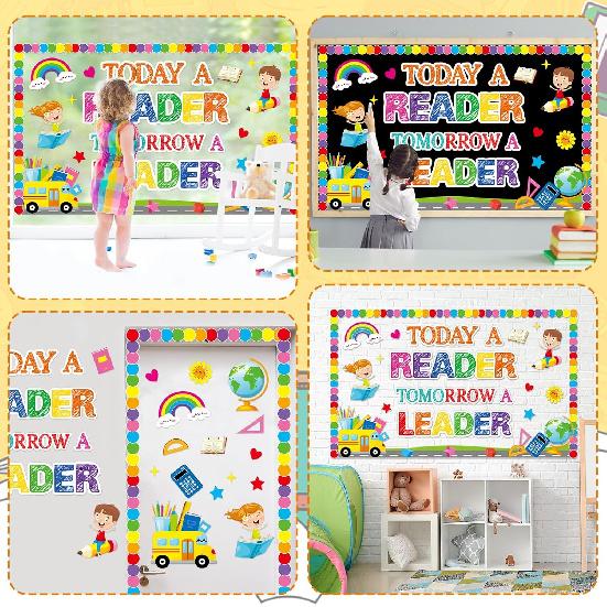 Read Bulletin Board Decorations Set Back To School Reading Classroom Decoration Today a Reader Tomorrow a Leader Paper Cutouts Welcome Bulletin Board