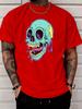 Unisex Summer Neon Drip Skull Print T Shirt Streetwear Crew Neck Soft Breathable Hip Hop Punk Top Male Daily Short Sleeve Tee