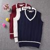 British Style V-Neck Uniform Sweater Vest Girls and Boys Japanese Student Navy Sleeveless Vest Sweater