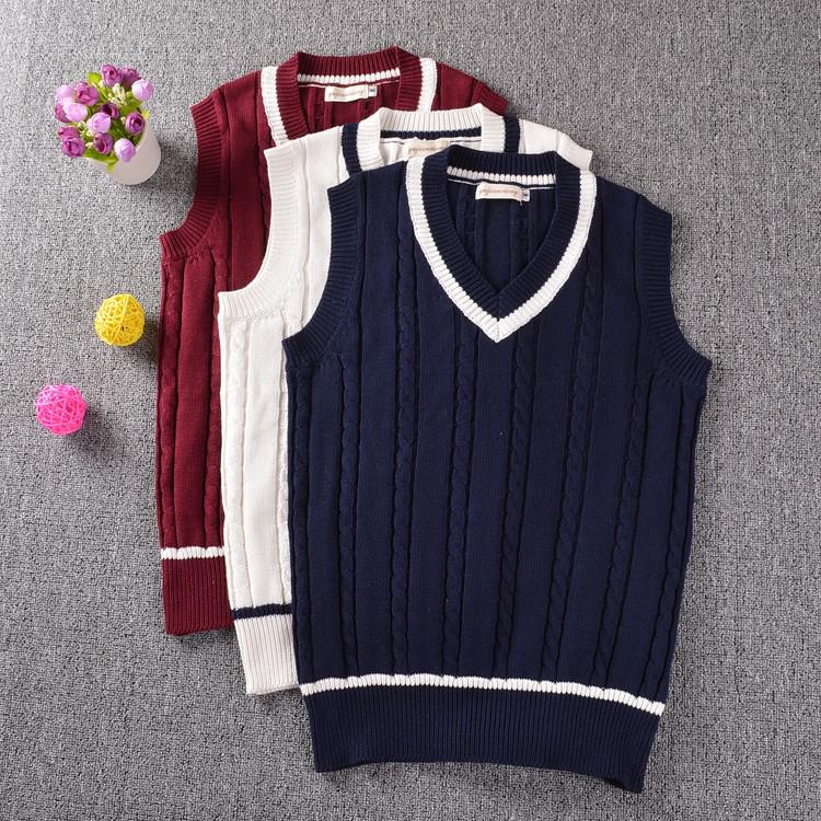 British Style V-Neck Uniform Sweater Vest Girls and Boys Japanese Student Navy Sleeveless Vest Sweater