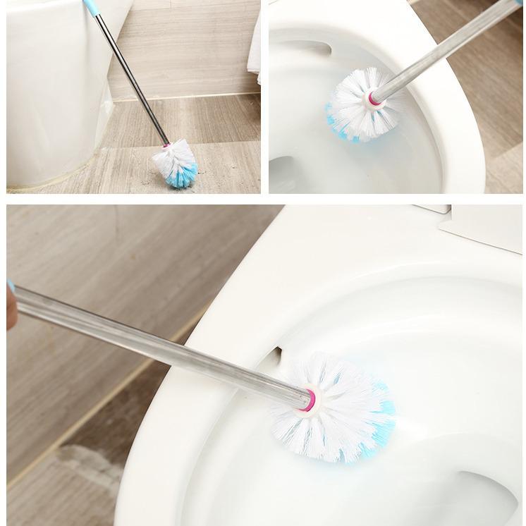 Stainless Steel Handle Wall-Mounted Toilet Brush Set with Long Handle