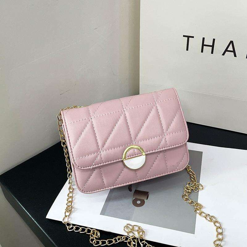 Premium Texture Commuter Chain Small Square Bag Women's Bag Summer New Solid Color Diamond Casual Shoulder Messenger Bag