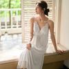 Women's Summer Lace Camisole Pajama Dress with Chest Pads - French Fairy Style