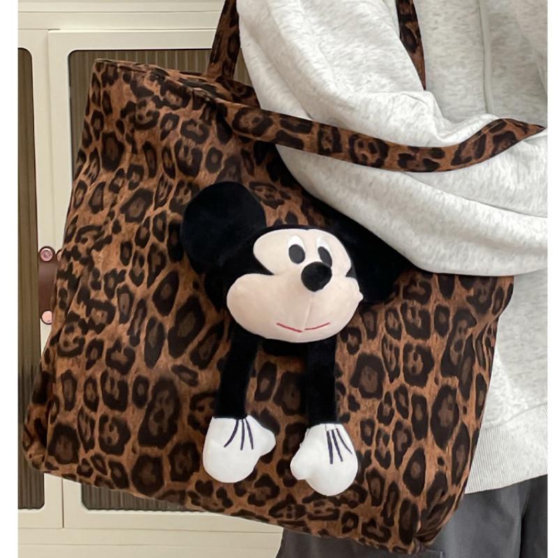 Mickey Maus Designer-Tragetasche aus Samt mit doppelten Schultergurten für den Weg zur Arbeit