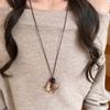 Wood Resin Irregular Geometric Pendant Necklace Retro Ethnic Style Collarbone Chain Niche Design Sweater Chain