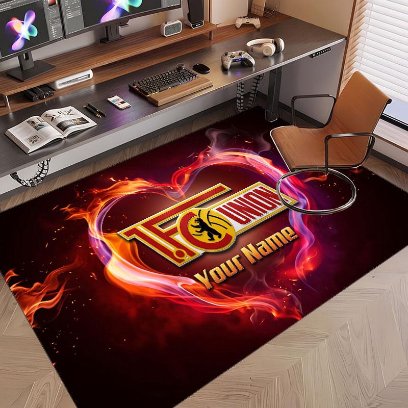 Custom Rug Union Berlin Pattern Print Name Text Soft Non‑Slip Floor Carpet for Home Indoor Decoration