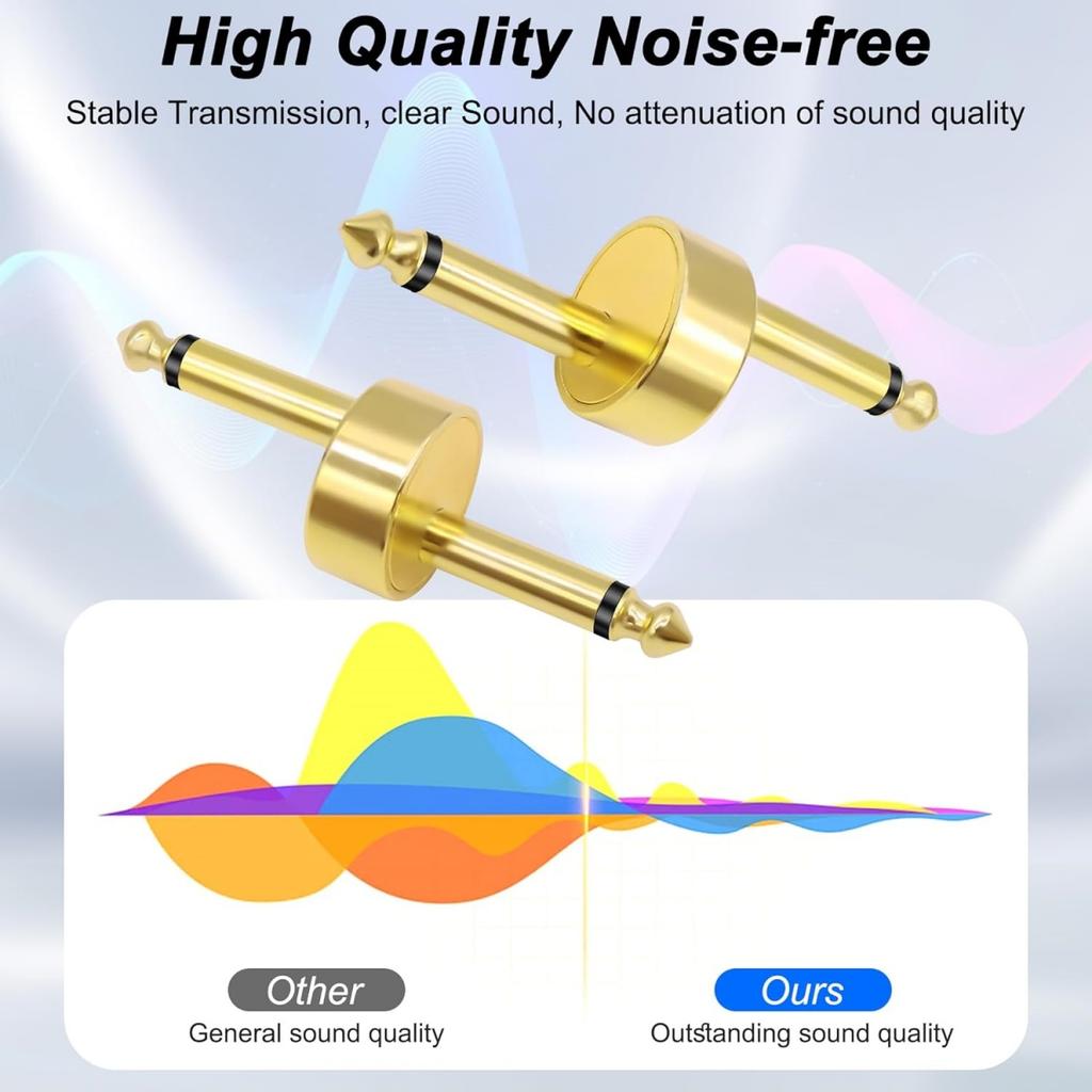 Z Type Guitar Pedal Connectors - 4 Pieces, Gold Plated, Low Noise, Strong Signal, for Guitar/Bass Pedal To Pedal