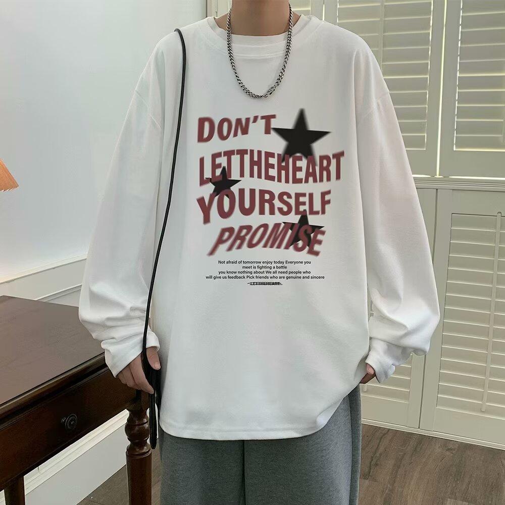 

Напечатанный свитер осень-зима для мужчин весна и осень 2024 года, корейский новый свободный топ с круглым вырезом, шикарный стиль Гонконга, модный M