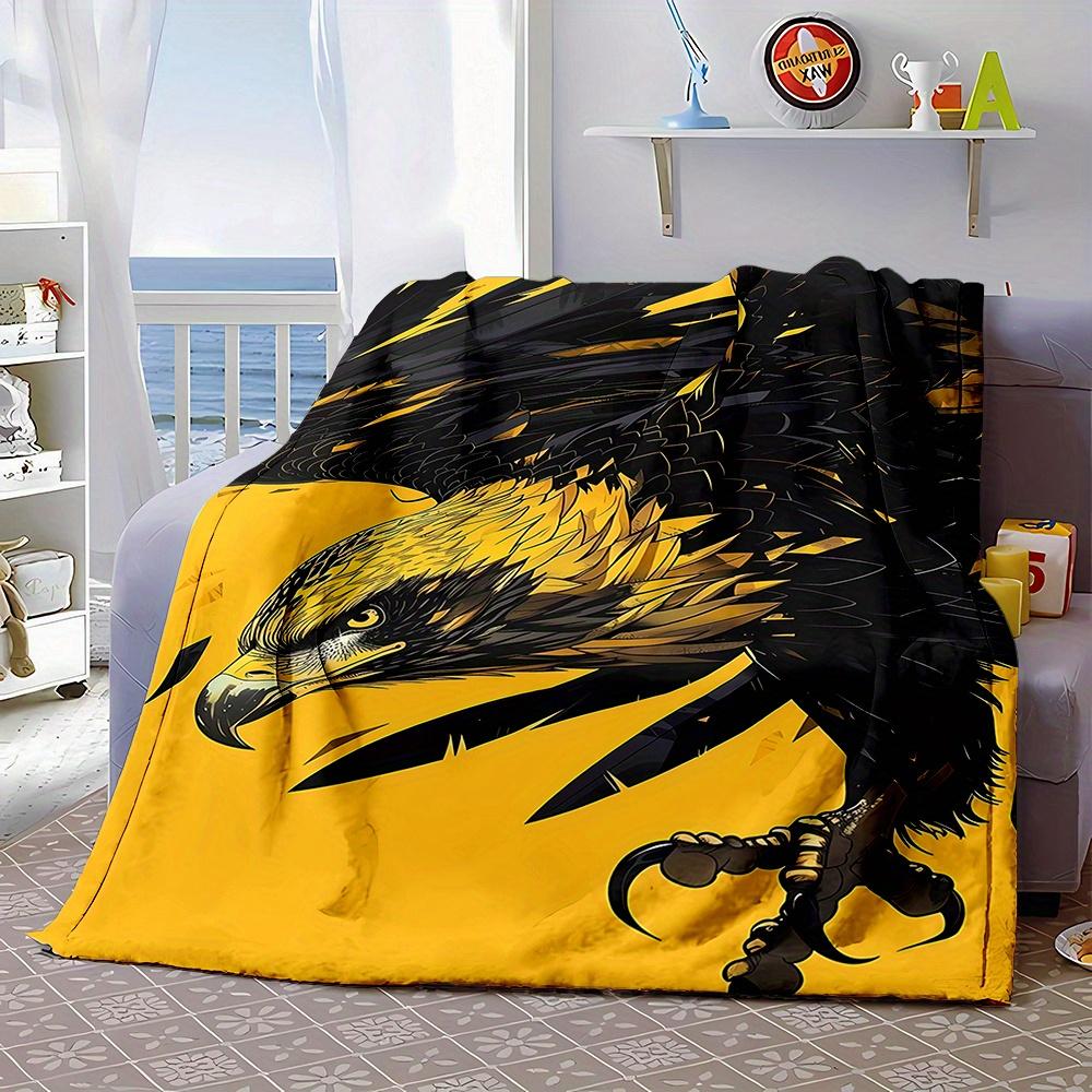 Moderne Flanell-Kuscheldecke mit Adler-Print - Wendbar, Ganzjahres-, Cartoon-Thema, Vlies, Mehrfarbig, Büro & Zuhause