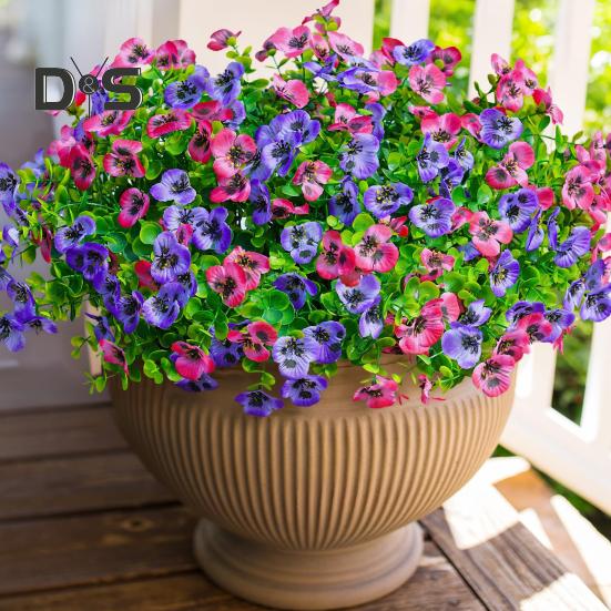 12 Pezzi Fiori di Pansè Artificiali da Esterno Resistenti ai Raggi UV Fiori di Seta Sintetica Colorati Pansè Finti per Fioriera Cassetta da Finestra Portico d'Ingresso Cortile Patio Decor