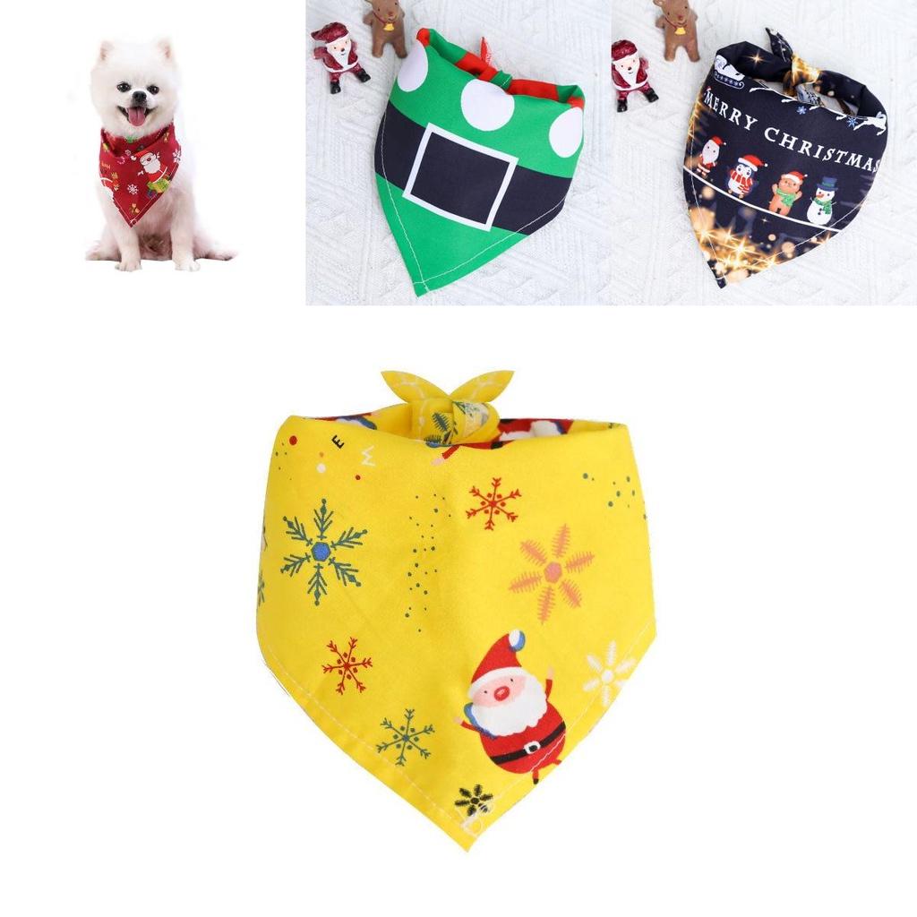 Charming Christmas Dog Bandana Reversible Triangle Bibs Scarf For Large Pets