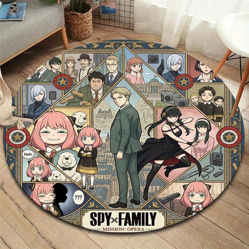 Spy Family Round Area Rug Carpet Rug For Living Room Bedroom Sofa Playroom Decor Nonslip Floor Mat