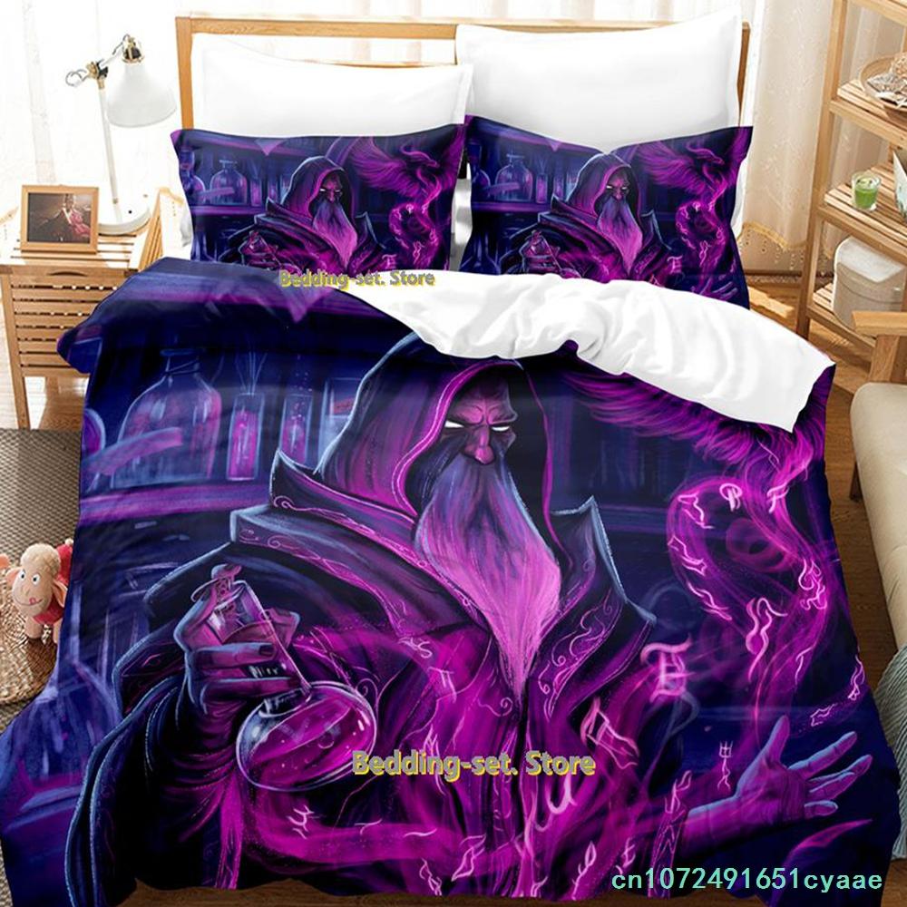 New Game Wizard Bedding Set Cartoon Anime three-piece Set Adult Kid Bedroom Duvetcover Sets 3D Kawaii Wizard Camas