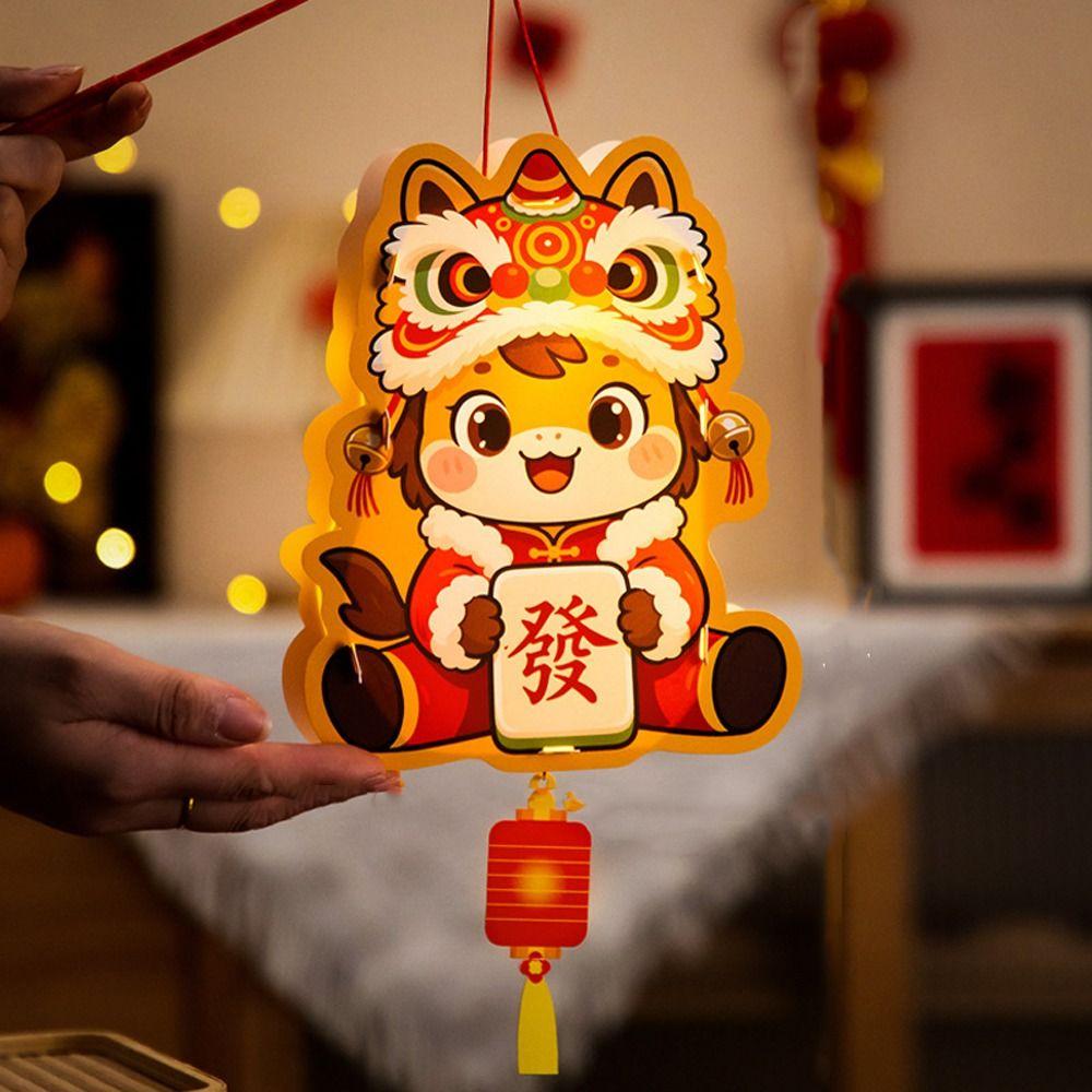 Traditional 2026 Horse Year Lantern Cartoon Handheld Luminous Lantern  Children Activity