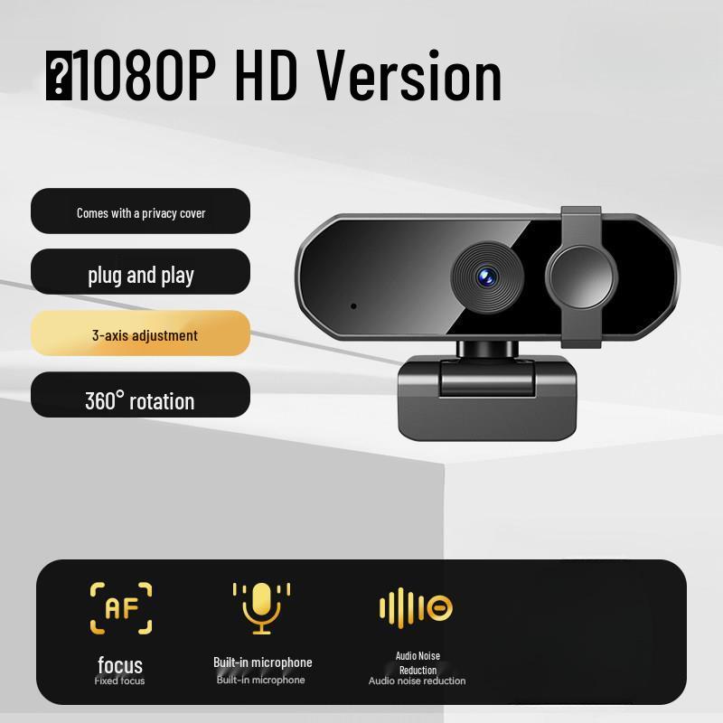 HD Webcam with Microphone & Privacy Cover for Online Classes, Laptops, Desktops, and Beauty Applications