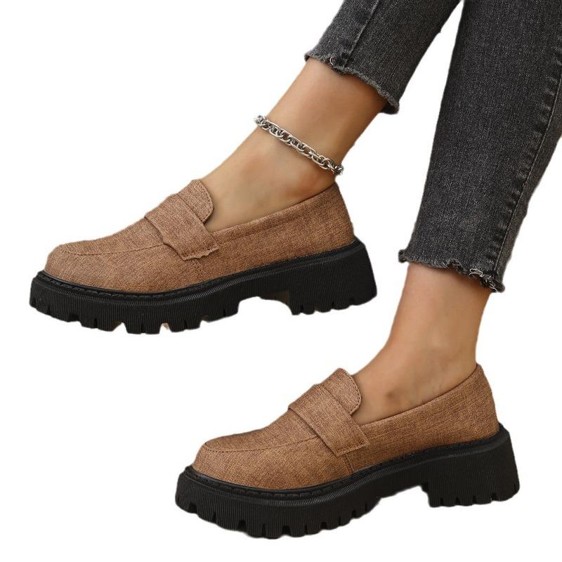 Spring and Autumn New One-pedal Small Leather Shoes Women's Retro Platform Casual Versatile Single Shoes
