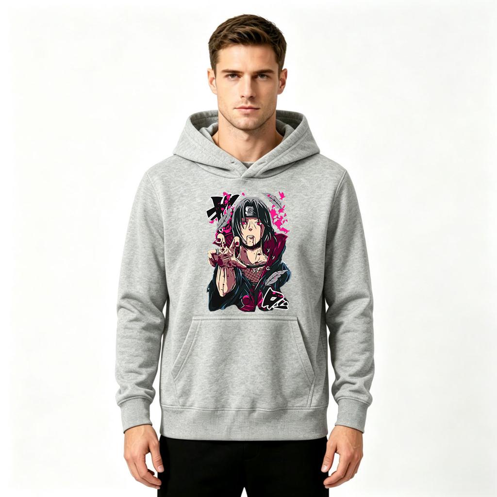 Men's Printed Pullover Hoodie Anime Character Graphic Casual Long Sleeve Sweatshirt