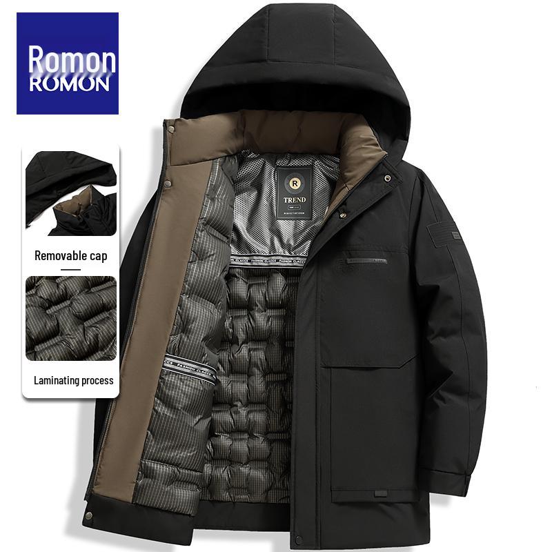 Luomeng Herren Winterjacke aus dicker Baumwolle - Kälteschutz mit Graphen für Männer mittleren und höheren Alters