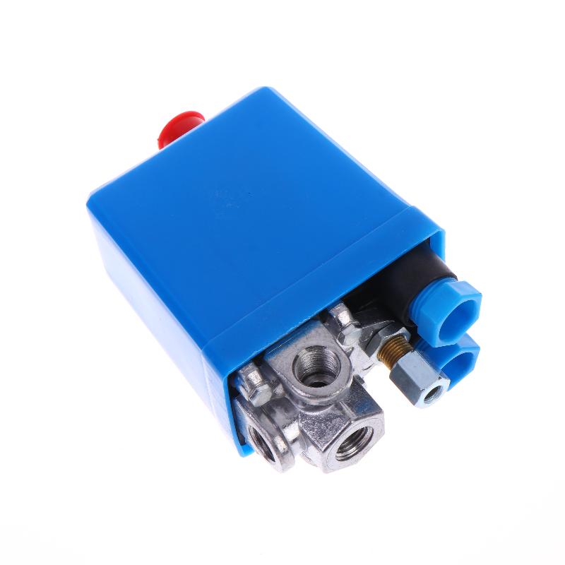 1*Red, Blue 90-120psi Automatic Air Pressure Switch Air Compressor Pressure Switch 4Port Manifold Electric Air Compressors Tool