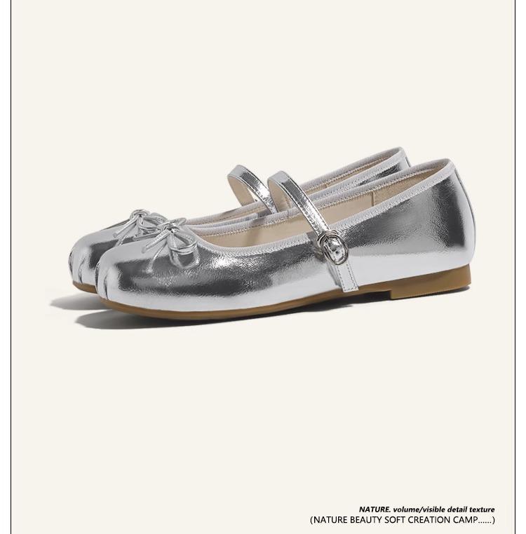 

Imitation leather soft-soled ballet Mary Jane women s shoes 2025 summer new European Ruofeng with skirt shallow mouth flat-soled single shoes 40 серебряный