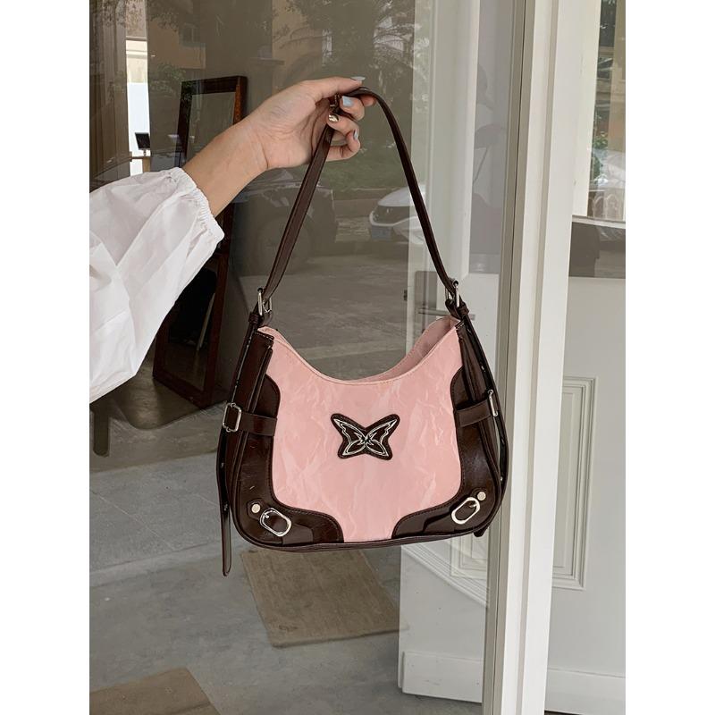 New Butterfly Contrasting Rivet Locomotive Armpit Bag Fashionable Texture Shoulder Messenger Bag