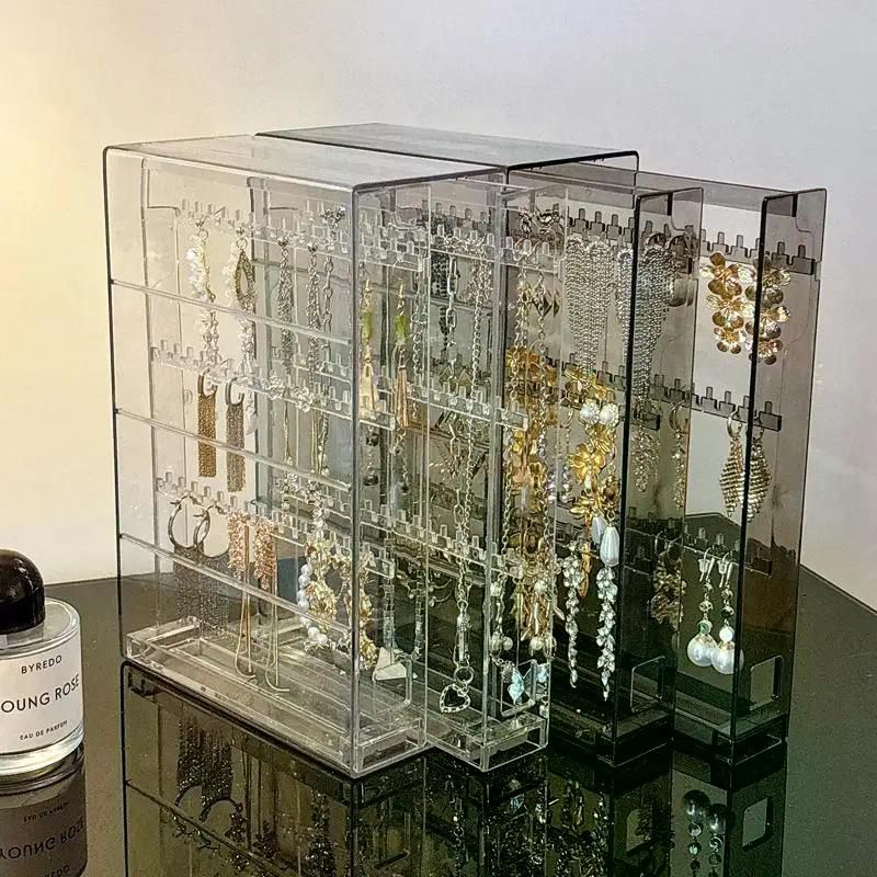 Transparent Plastic Jewelry Storage Rack Necklace Bracelet Box Dust-proof Earrings Stud Jewelry Rack Earring Storage Box