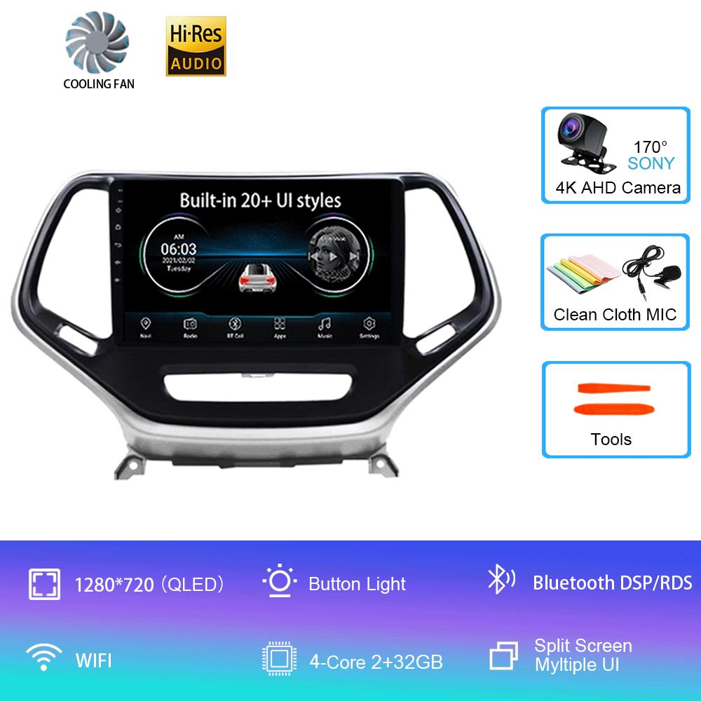 

для Jeep Cherokee 5 KL 2014 - 2020 Автомобильный Радио Стерео Мультимедиа Видео Плеер GPS DSP BT Нет 2din Головное Устройство CarPlay Android 14 CHINA