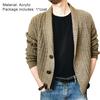 Men Sweater Cardigan Lapel Slim Leisure Single Breasted Solid Color Casual Cardigan for